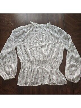 Sweet Rain sheer floral peplum blouse